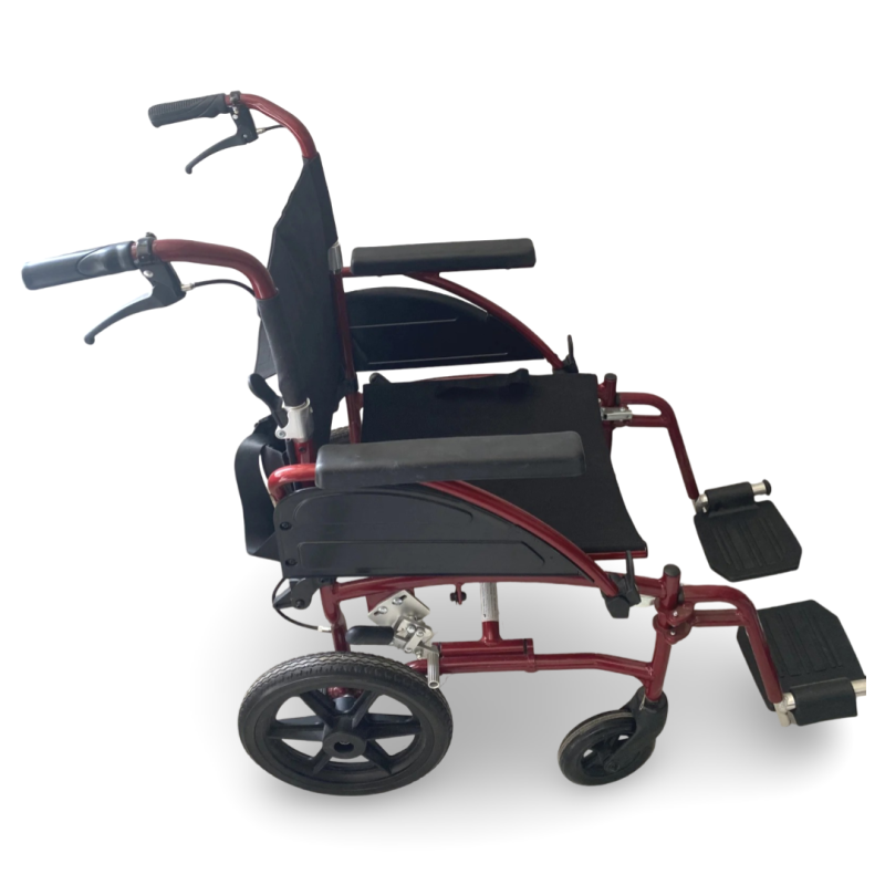Fauteuil Roulant De Transport Pliable Rouge STAN - Léger - Occasion Très Bon état